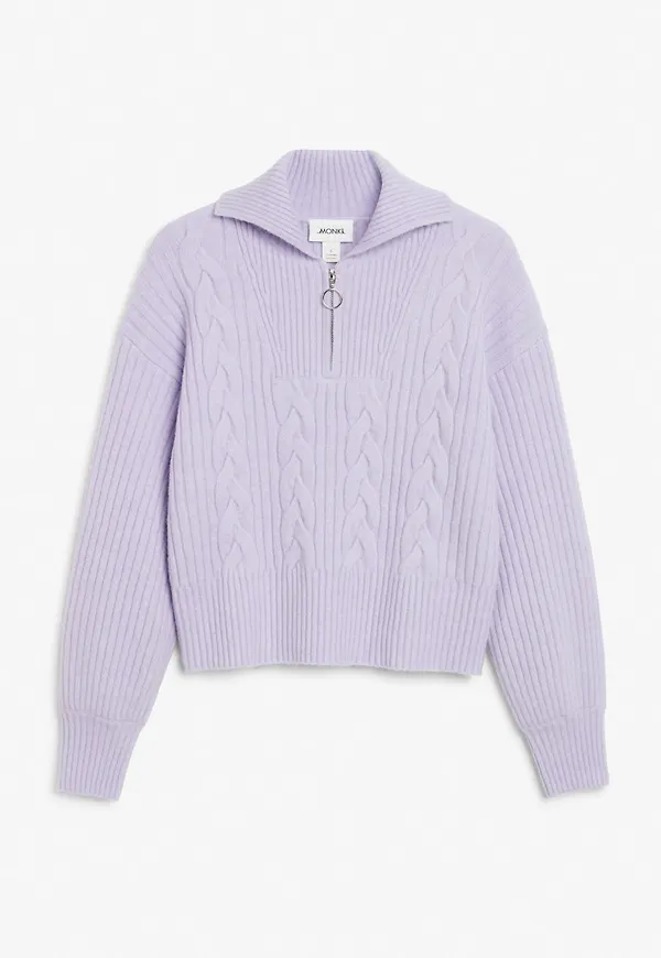 Knitted half zip sweater - Purple