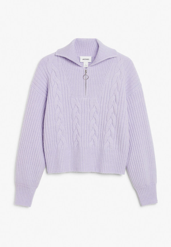 Knitted half zip sweater - Purple