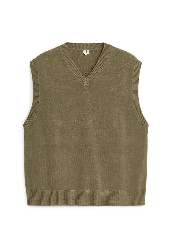 Knitted Linen Cotton Vest - Green