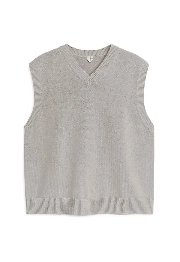 Knitted Linen Cotton Vest - Grey