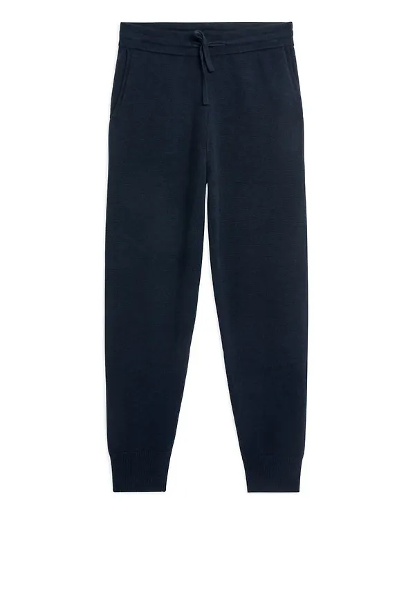 Knitted Merino Joggers - Blue
