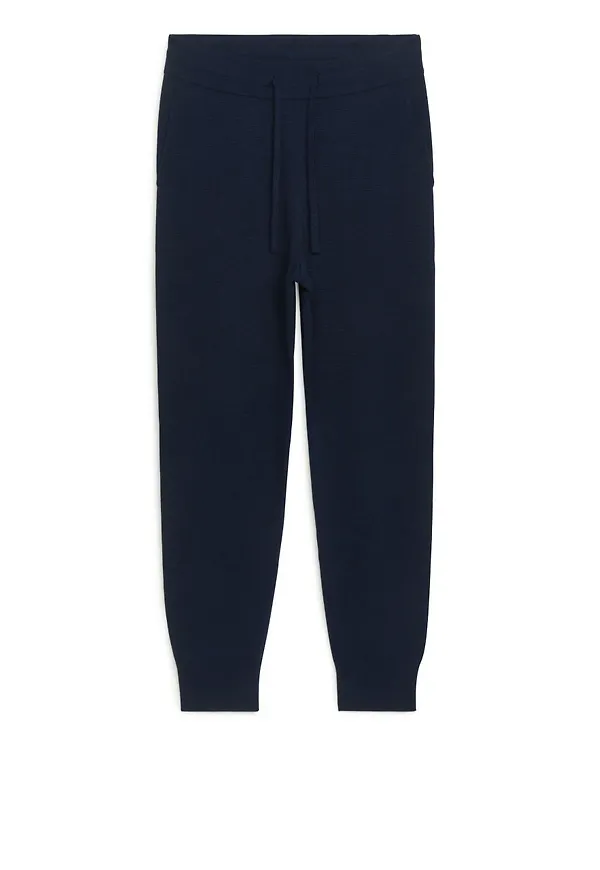 Knitted Merino Joggers - Blue