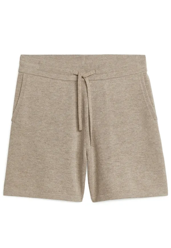 Knitted Merino Shorts - Beige