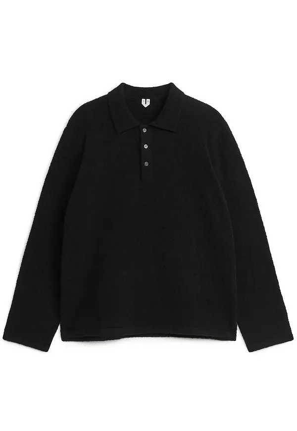 Knitted Polo Shirt - Black