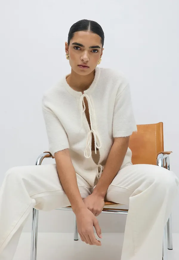 Knitted tie cardigan