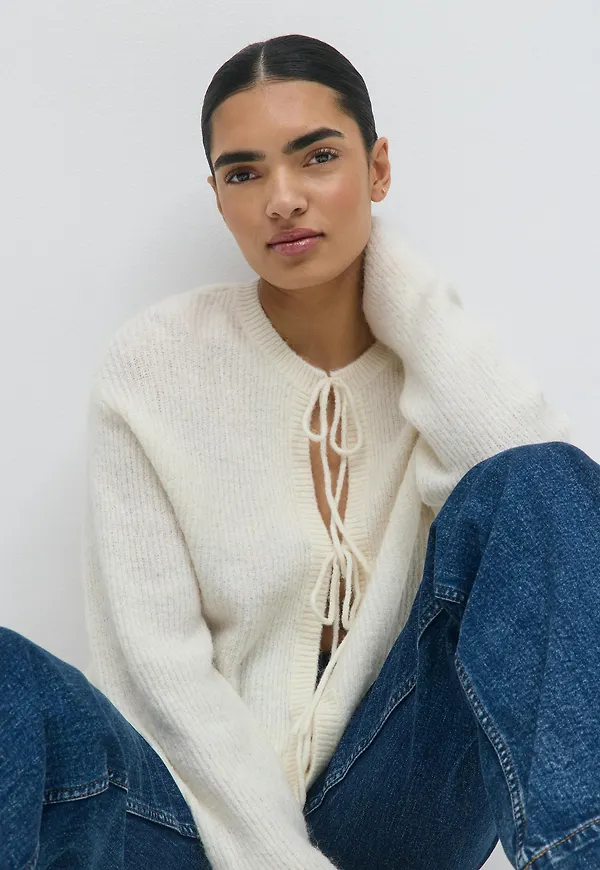 Knitted tie cardigan