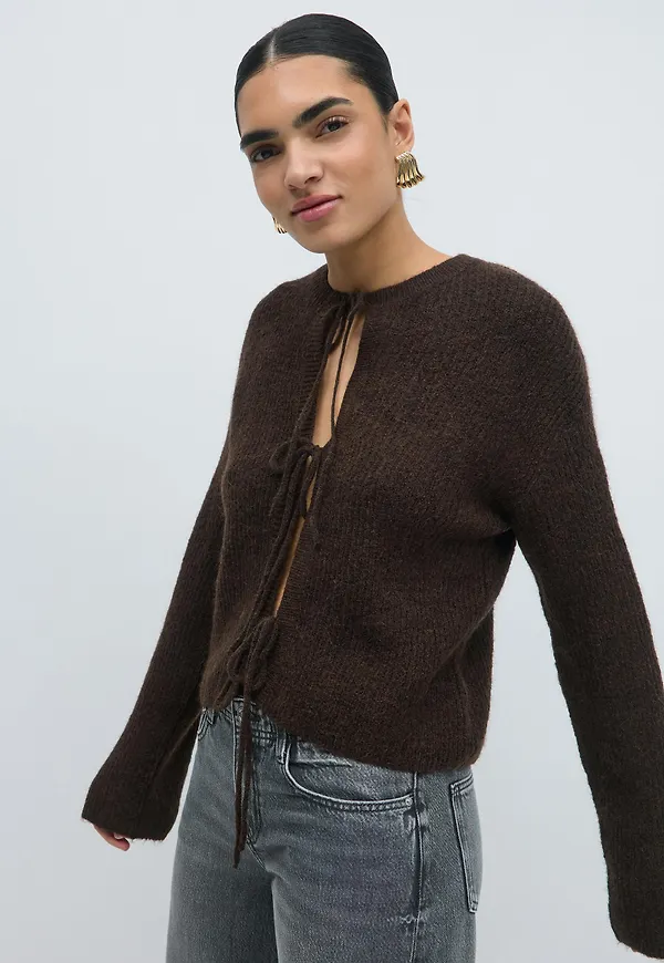 Knitted tie cardigan