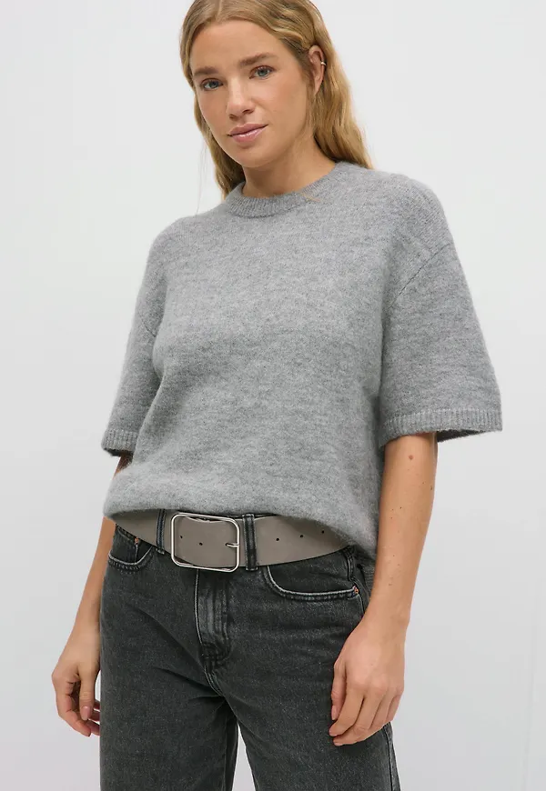 Gina Tricot - Knitted top - Stickade tröjor med kort ärm - Grå - XS - Dam