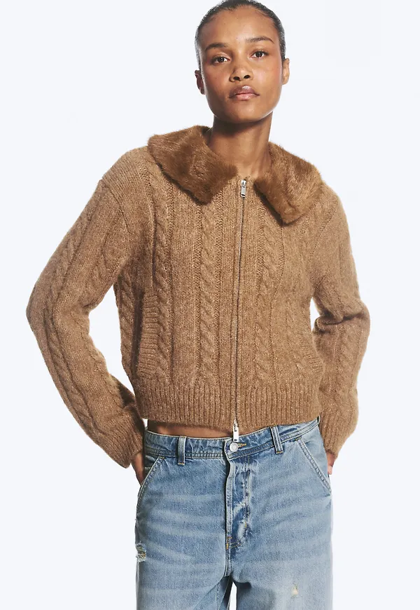 Knitted two-way zip cardigan