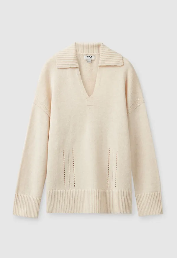 KNITTED V-NECK JUMPER