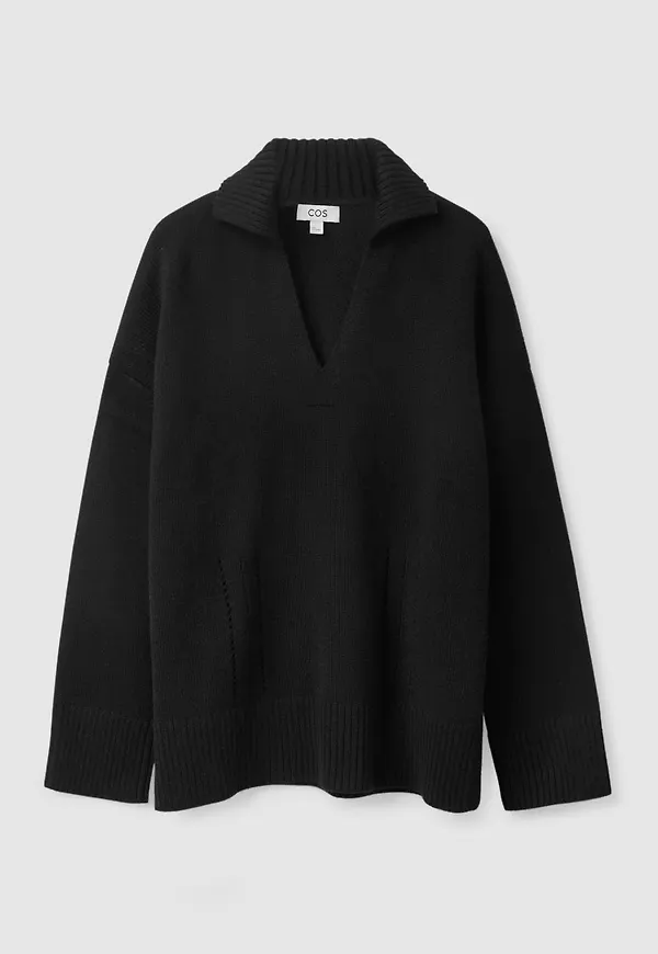 KNITTED V-NECK JUMPER