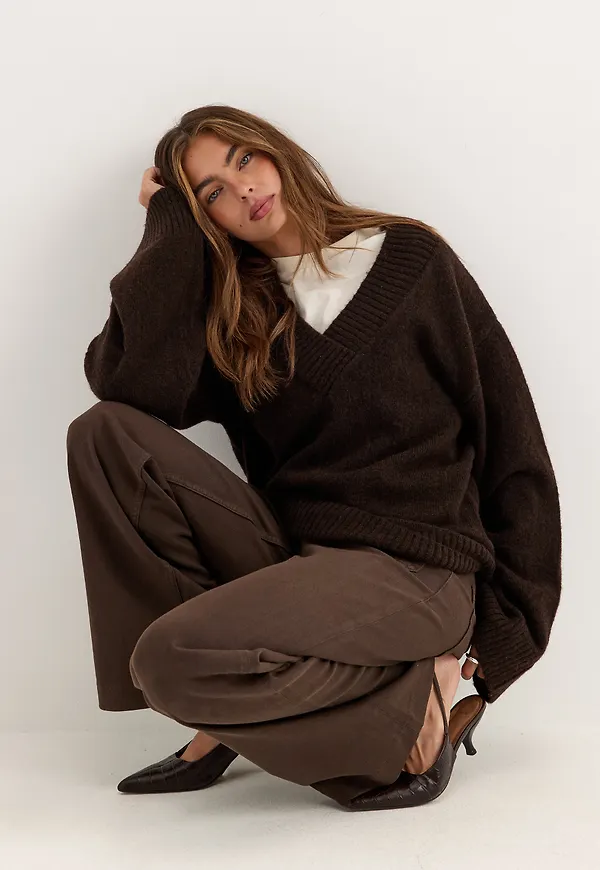 Knitted V-neck Sweater