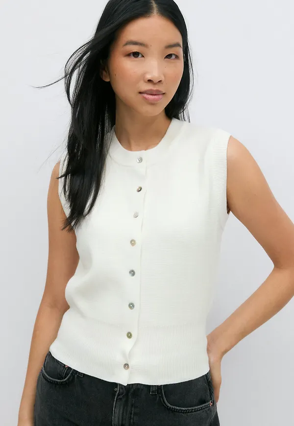 Gina Tricot - Knitted vest - Västar - Vit - XS - Dam