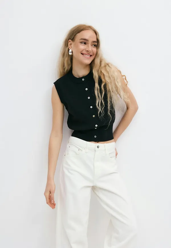 Gina Tricot - Knitted vest - Västar - Svart - XS - Dam