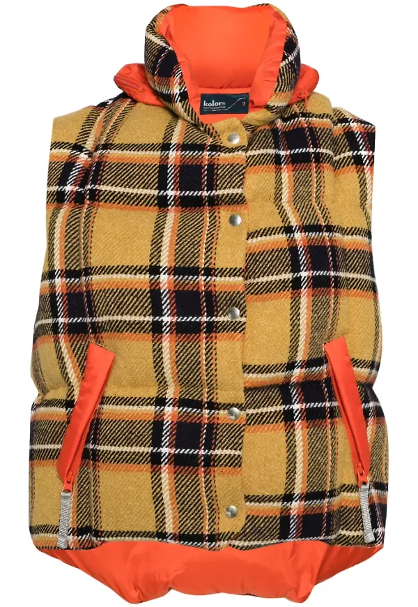 Kolor rutig puffväst - Orange