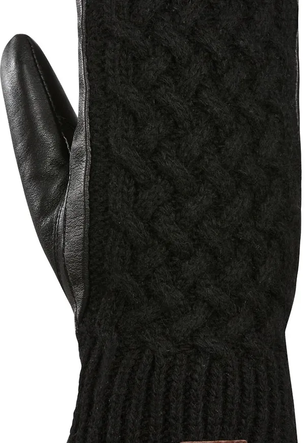 Kombi Women's Ariana Leather and Knit Mittens Black