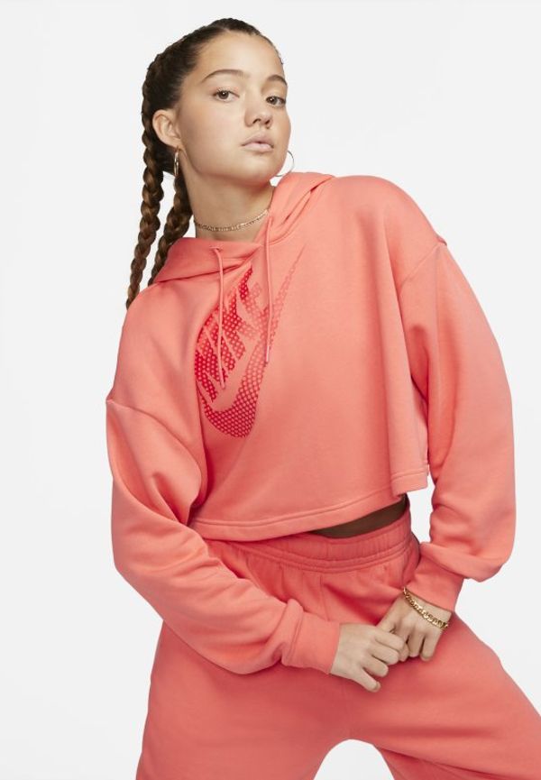 Kort danshuvtröja i fleece Nike Sportswear för kvinnor - Orange