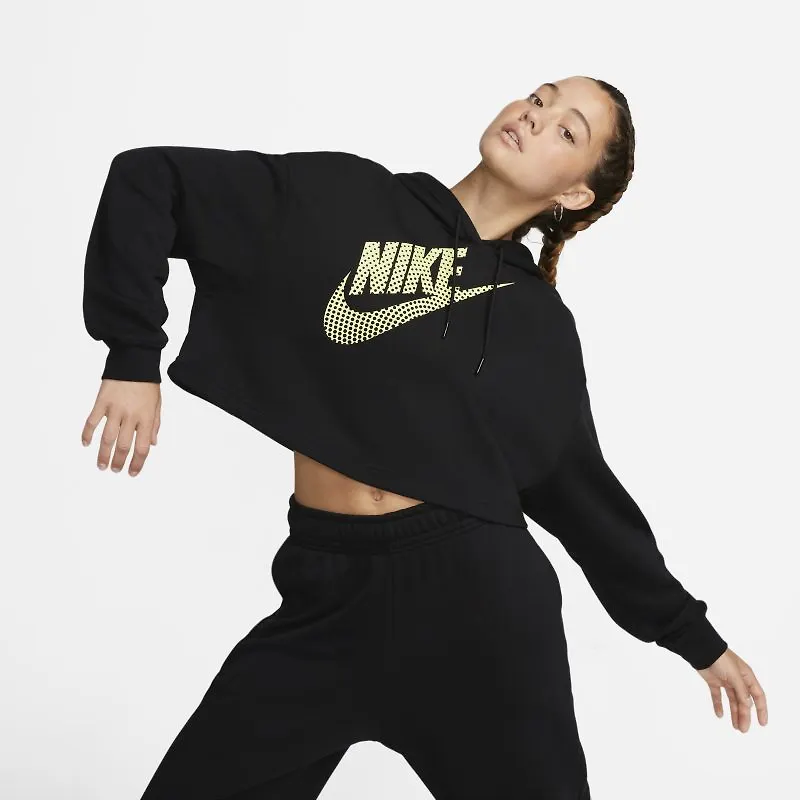 Kort danshuvtröja i fleece Nike Sportswear för kvinnor - Svart