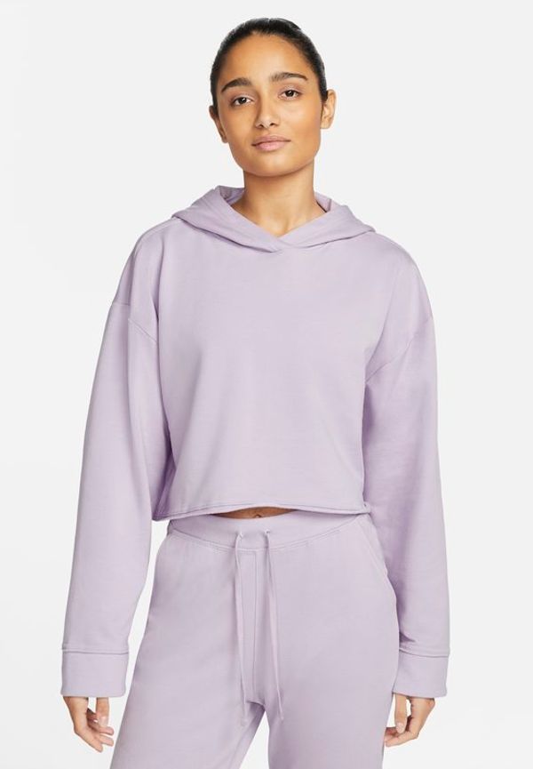 Kort fleecehuvtröja Nike Yoga Luxe för kvinnor - Lila