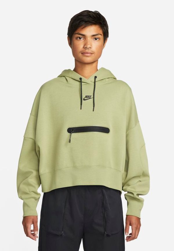 Kort huvtröja Nike Sportswear Tech Fleece i oversize-modell för kvinnor - Grön