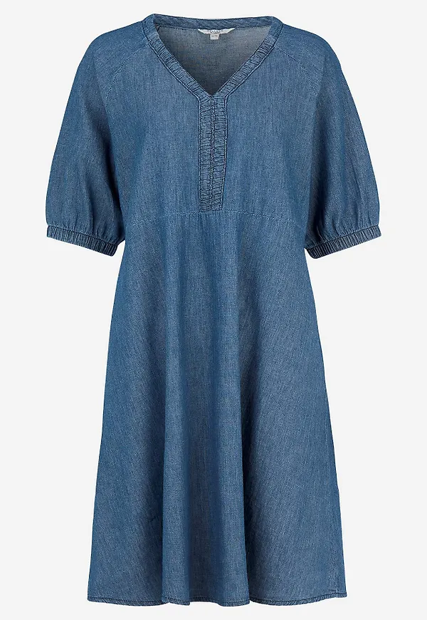 Kort jeansklänning med puffärmar