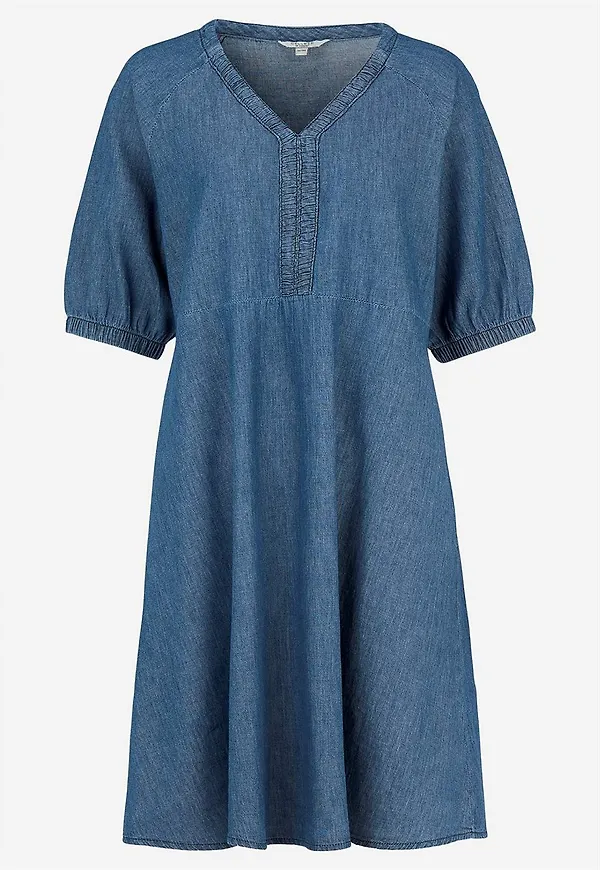 Kort jeansklänning med puffärmar