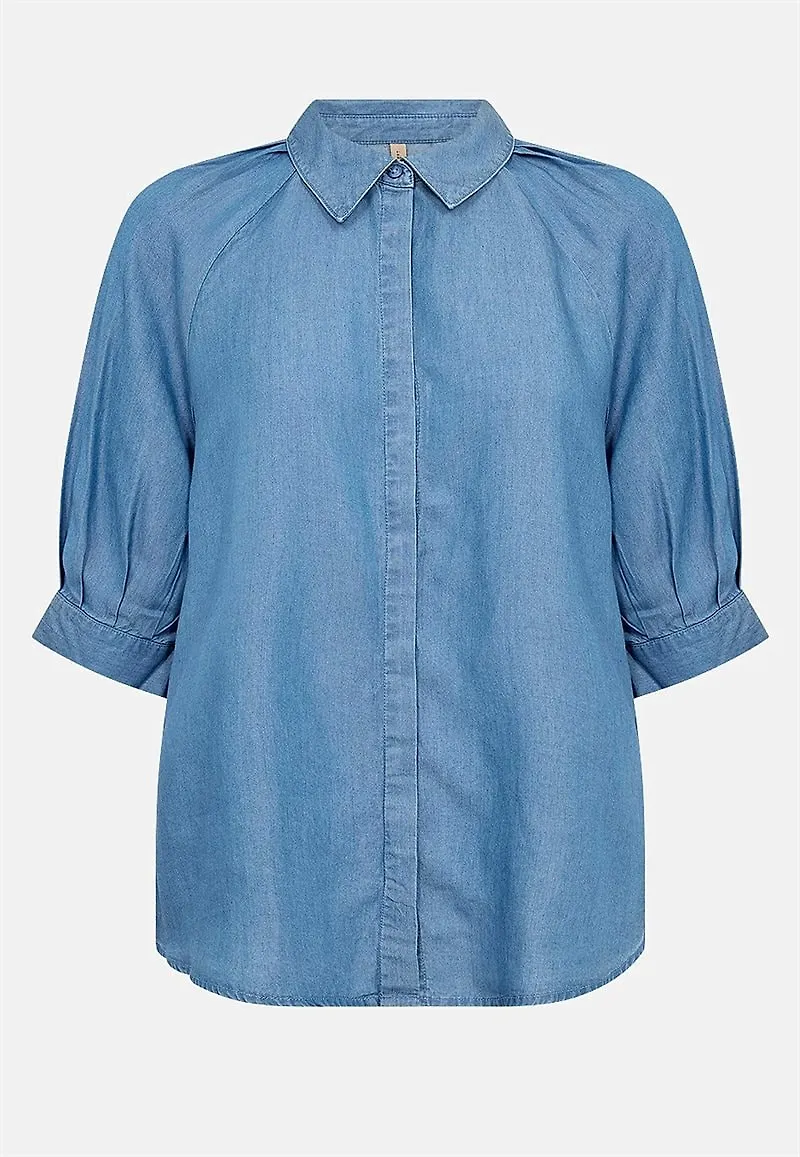 Kortärmad denimblus i lyocell