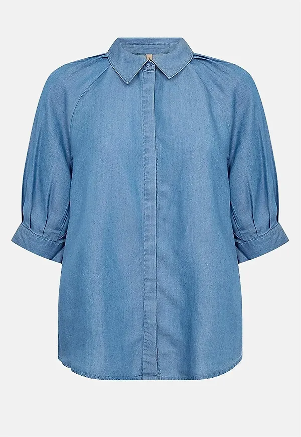Kortärmad denimblus i lyocell