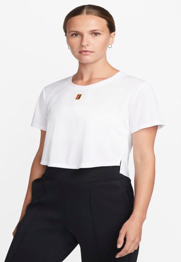 Kortärmad tenniströja NikeCourt Dri-FIT Heritage för kvinnor - Vit
