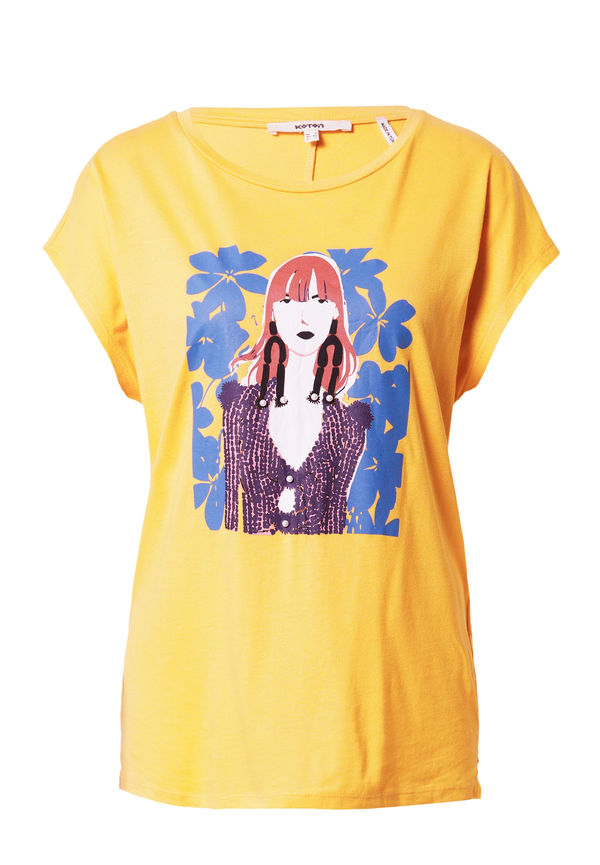 Koton T-shirt blå / gul / plommon / ljusröd