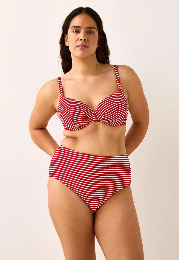 Krinklad bikiniunderdel med hög midja