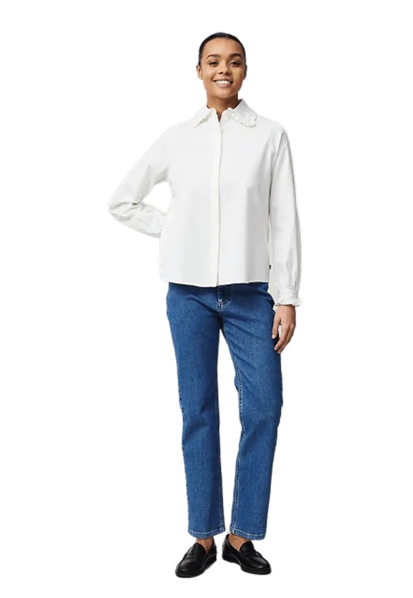 Kristin Lyocell/cotton Blend Ruffle Blouse