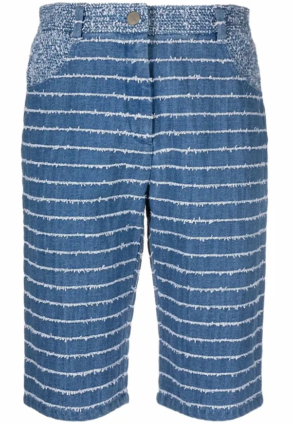 Krizia bermudashorts med fransar - Blå