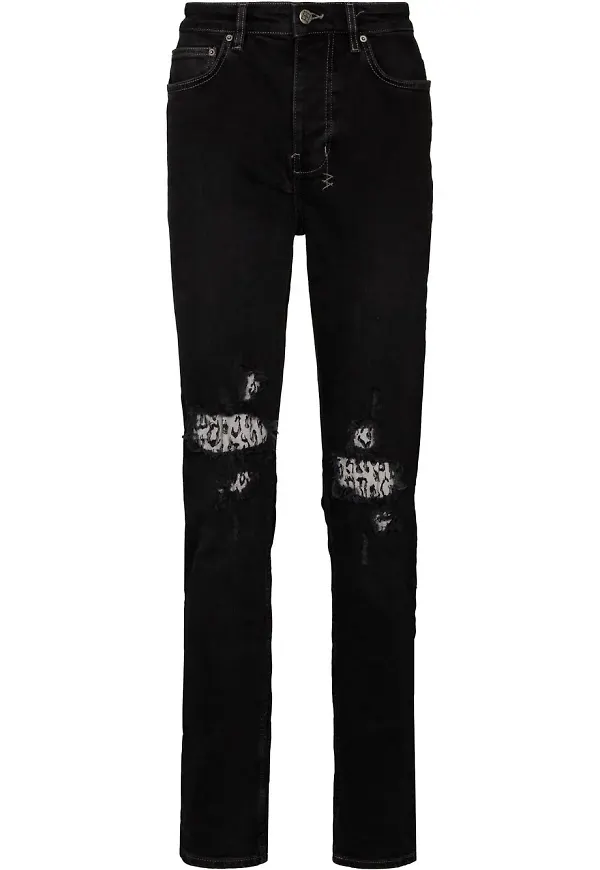 Ksubi Chitch leopardmönstrade jeans med slitning - Svart