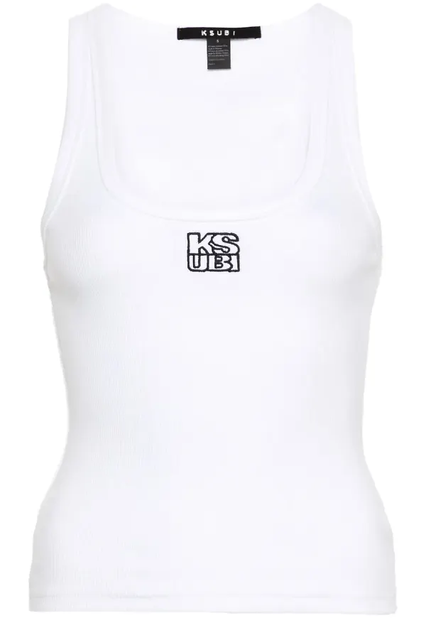 Ksubi Stacked Origin ribbat linne - Vit