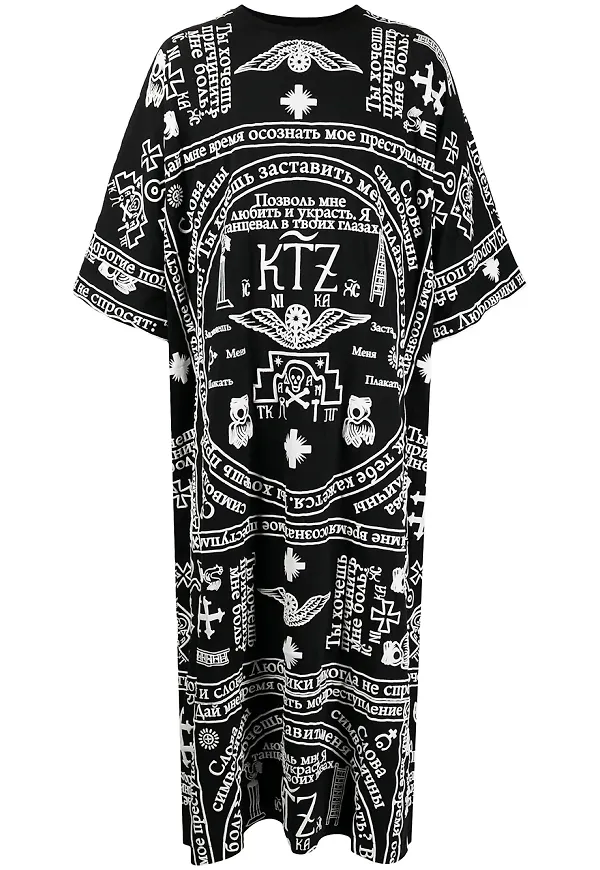 KTZ kaftan med kyrkotryck - Svart