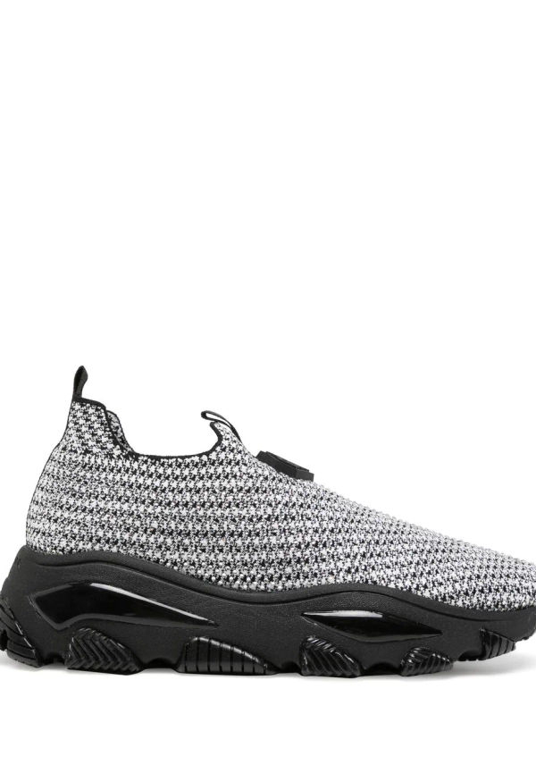 Kurt Geiger London Lettie stickade sneakers med strass - Silverfärgad