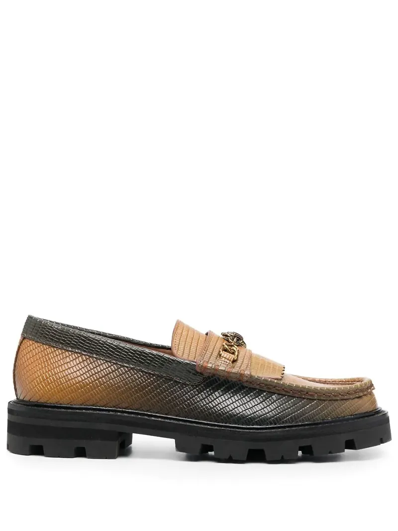 Kurt Geiger London loafers i läder med plakett - Brun