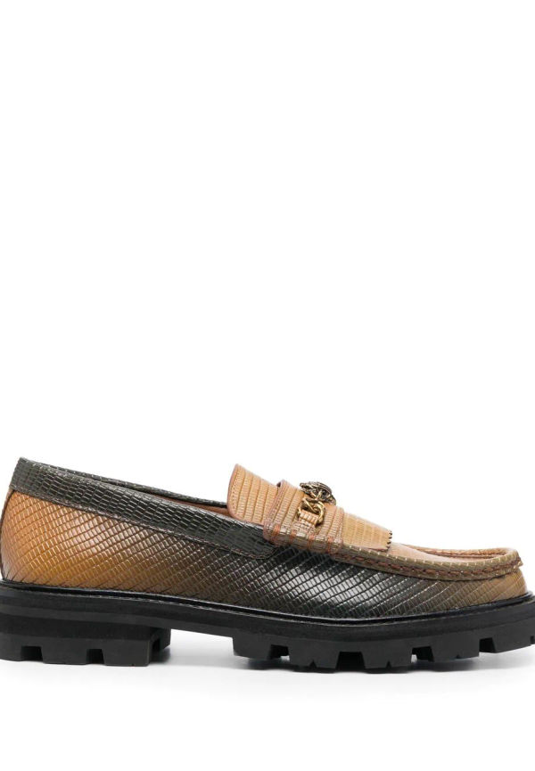 Kurt Geiger London loafers i läder med plakett - Brun