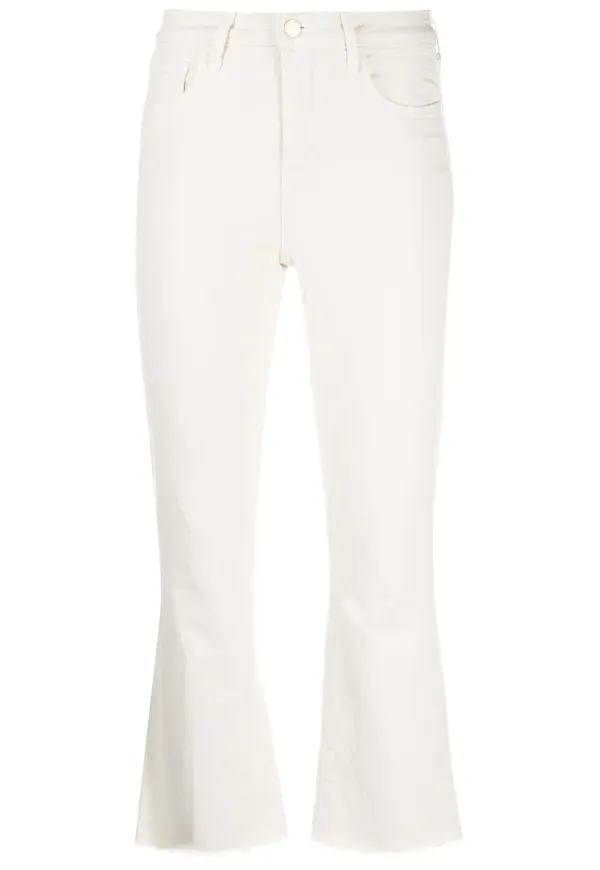 L'Agence Kendra croppade utsvängda jeans - Neutral