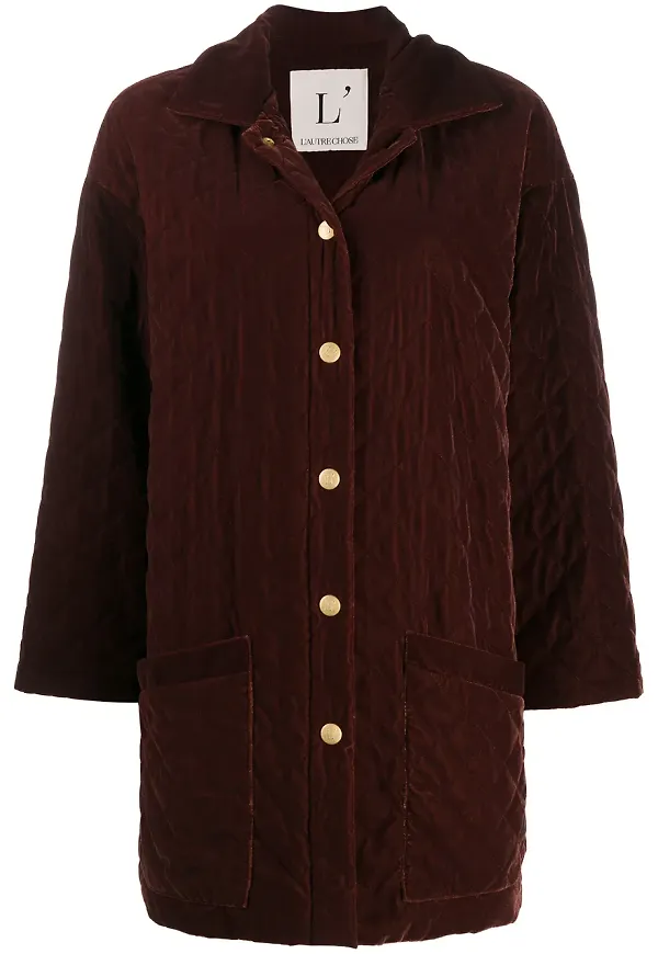 L'Autre Chose quiltad sammetsjacka - Brun