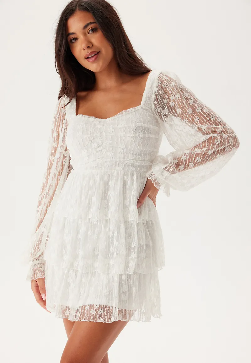 L/S Lace Frill Mini Dress