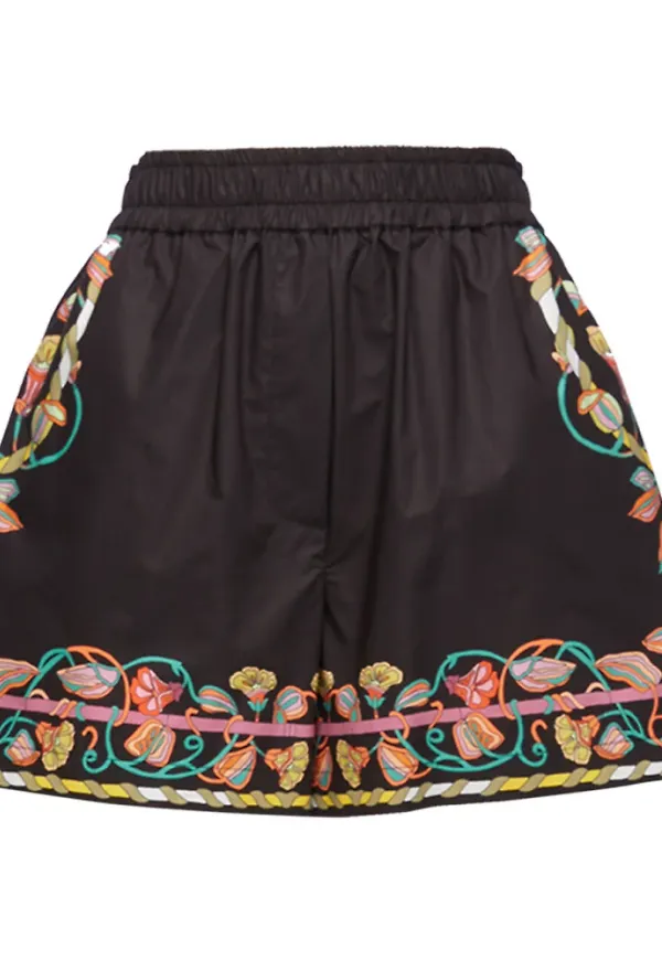 La DoubleJ, Shorts, Dam, M, Bomull, Floral Border Pull-Up Shorts