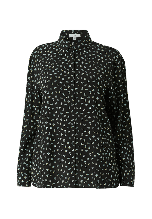 La Redoute - Blommig blus med lång ärm - Svart