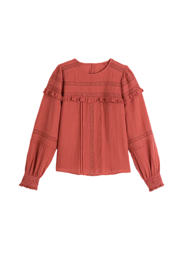 La Redoute - Blus med rund halsringning och lång ärm - Rosa