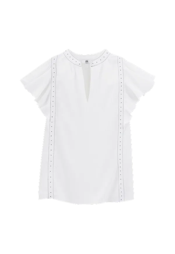 La Redoute - Blus med sprund i halsringningen och kort ärm - Vit