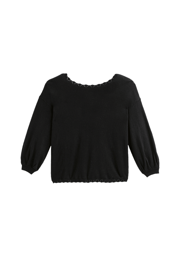 La Redoute - Finstickad tröja med båtringning - Svart - 32/34