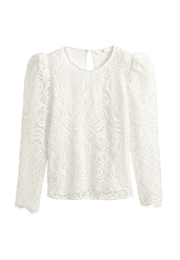 La Redoute - Spetsblus med lång ärm - Vit