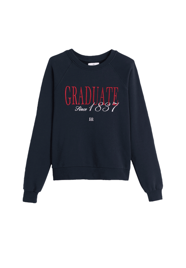 La Redoute - Sweatshirt med rund halsringning och broderat textmotiv - Blå