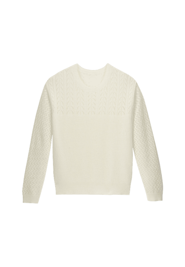 La Redoute - Tröja med hålmönster och rund halsringning - Vit